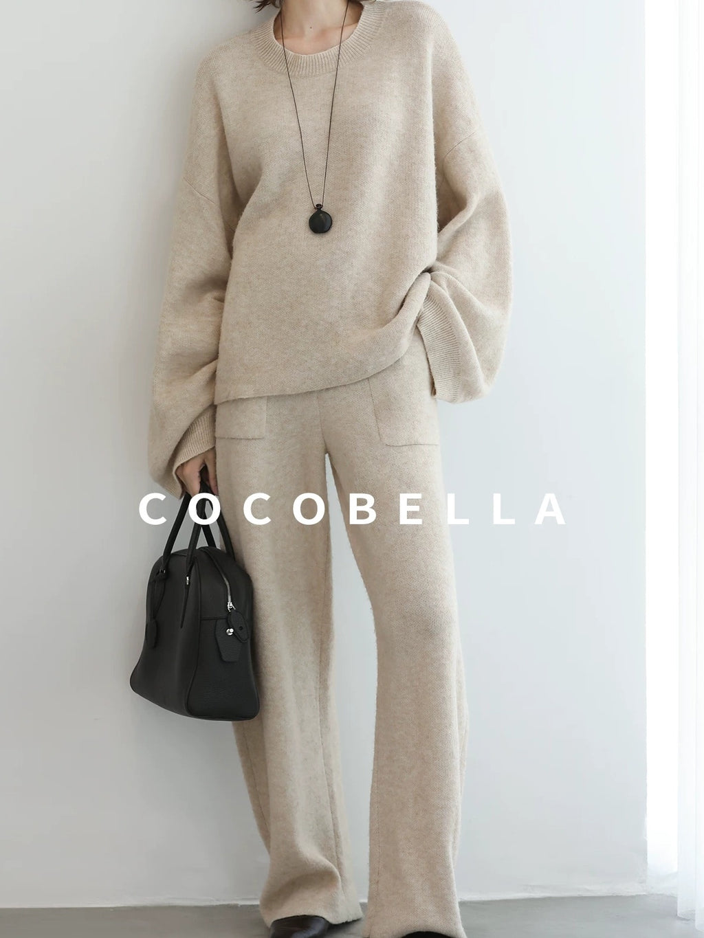 COCOBELLA Versatile 3D Tailored Relaxed Straight Leg Natural Waist Knitted Women Pants