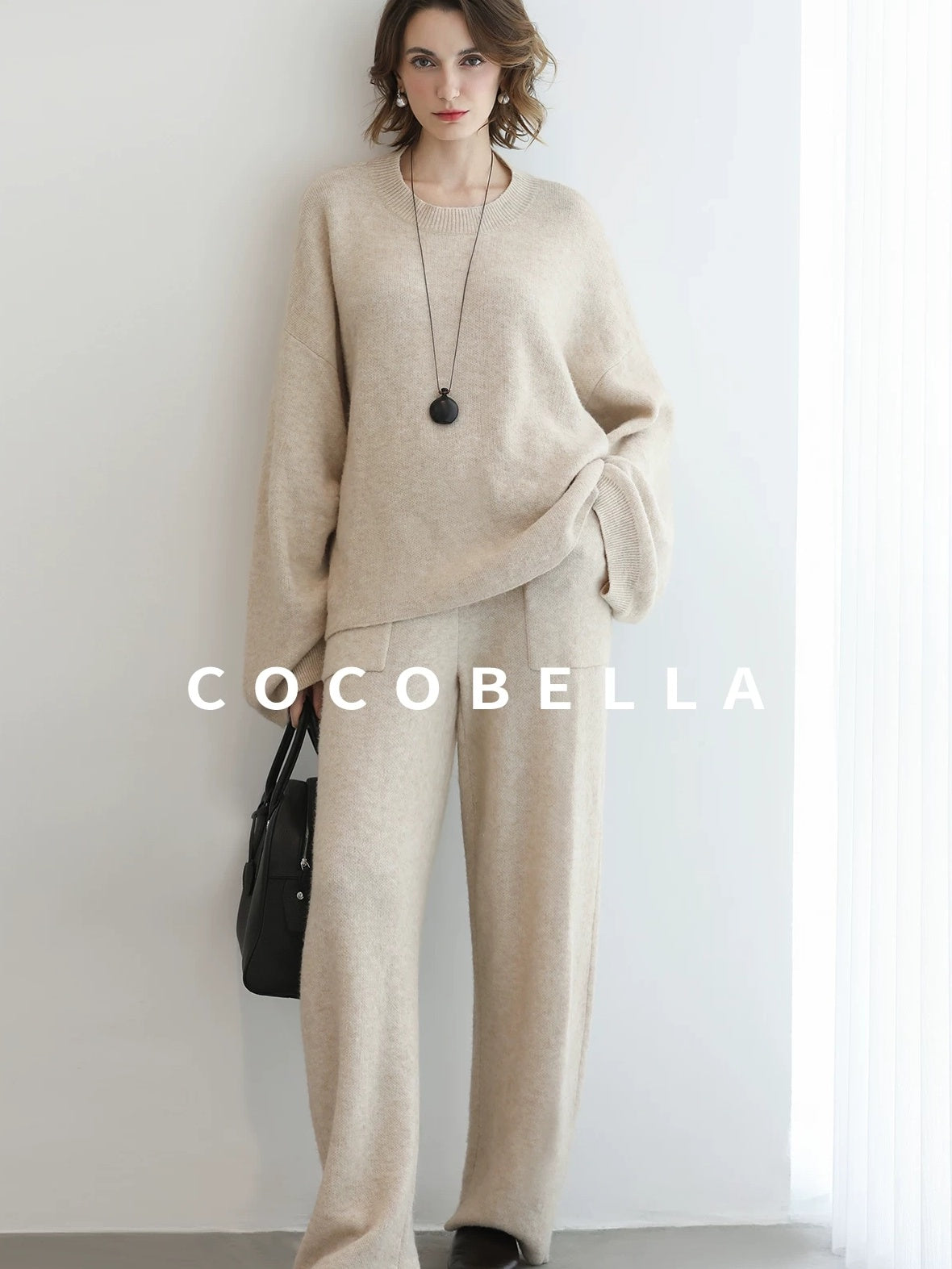 COCOBELLA Versatile 3D Tailored Relaxed Straight Leg Natural Waist Knitted Women Pants