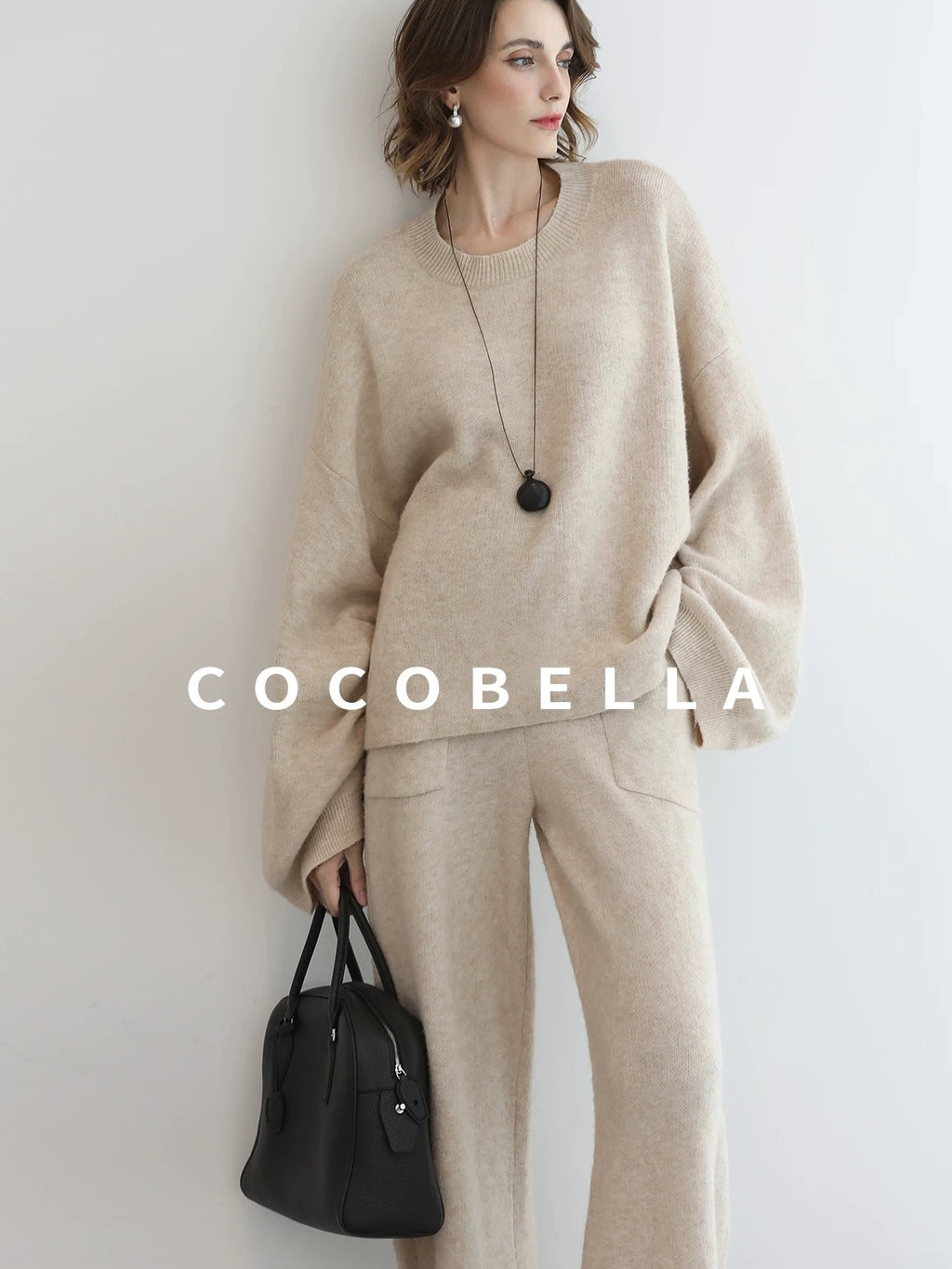 COCOBELLA Versatile 3D Tailored Relaxed Straight Leg Natural Waist Knitted Women Pants