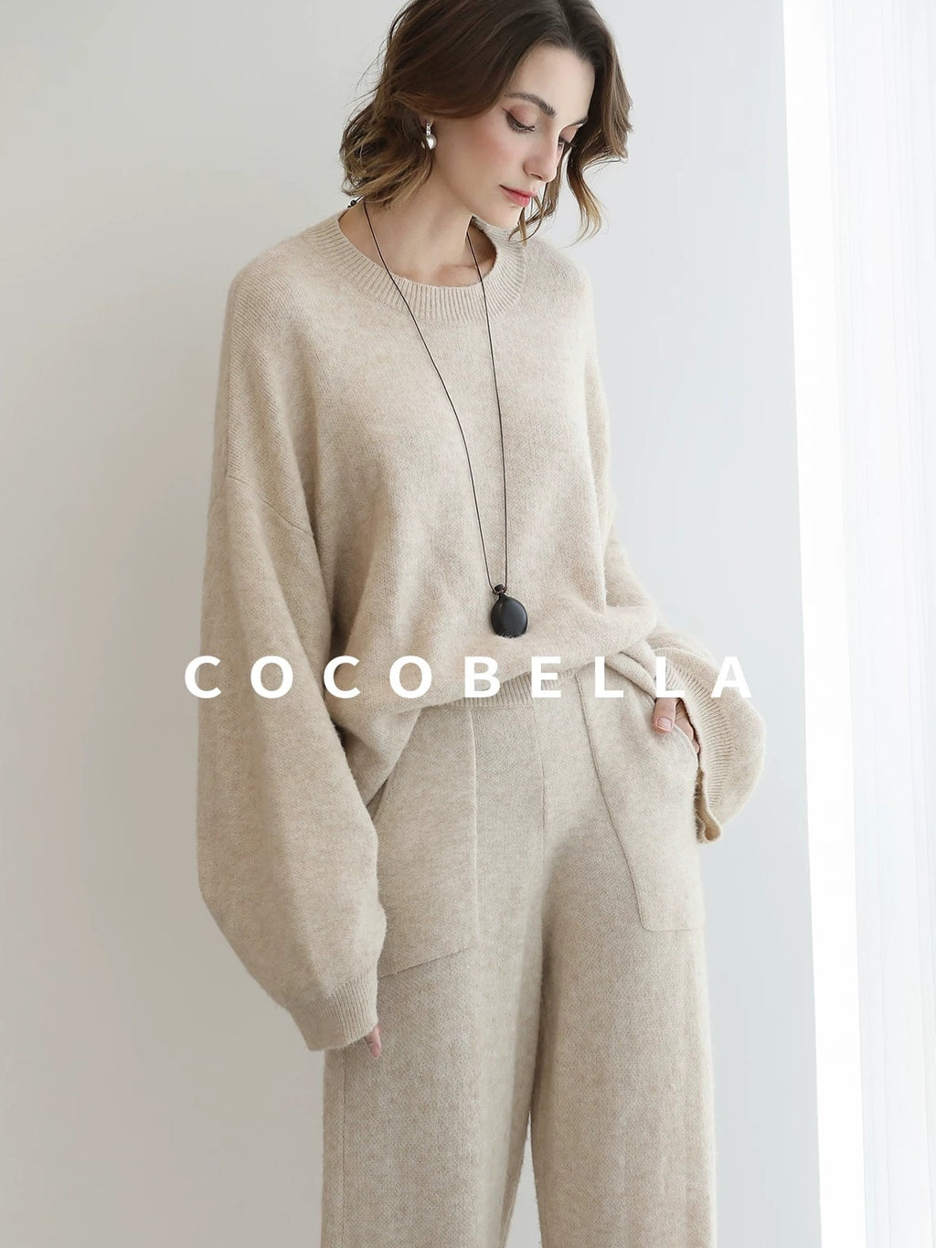 COCOBELLA Versatile 3D Tailored Relaxed Straight Leg Natural Waist Knitted Women Pants
