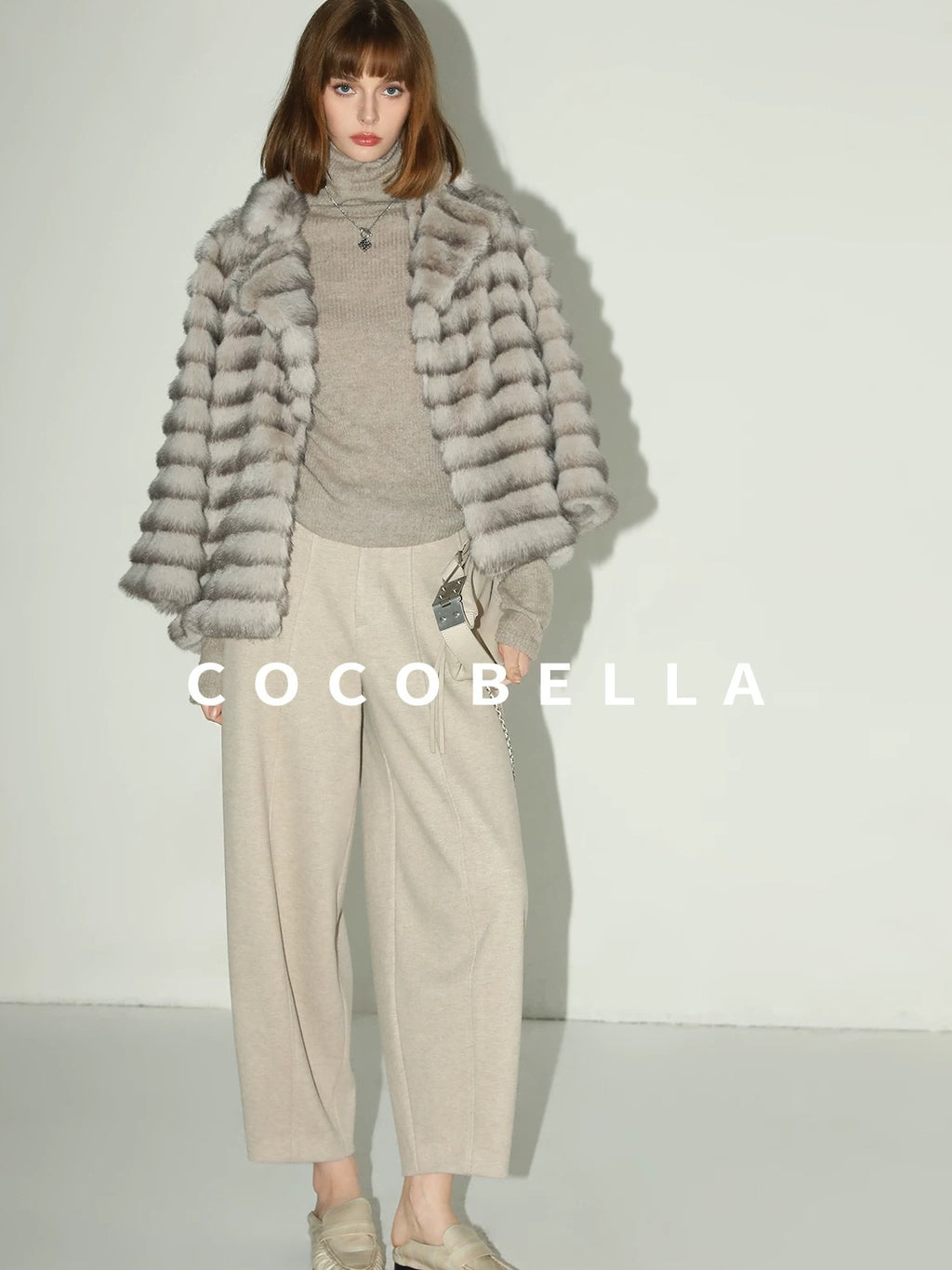 COCOBELLA Versatile Knitted Wide Leg Lantern Natural Waist Women Polyester Blend Pants