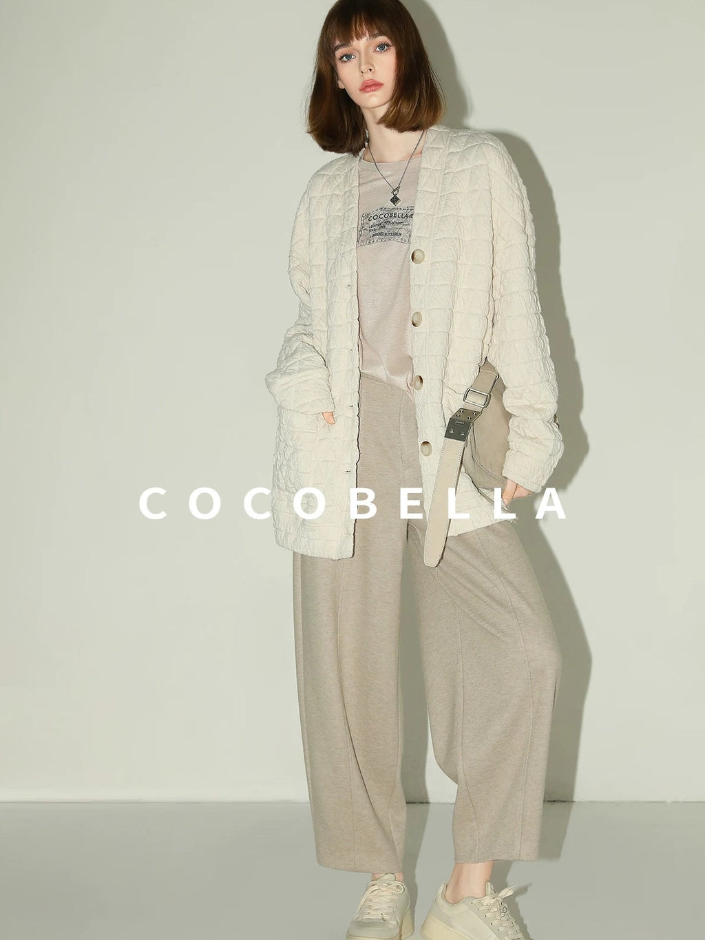 COCOBELLA Versatile Knitted Wide Leg Lantern Natural Waist Women Polyester Blend Pants