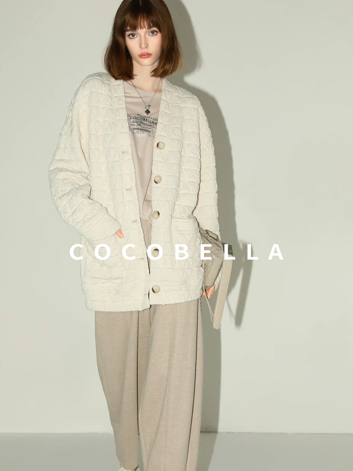 COCOBELLA Versatile Knitted Wide Leg Lantern Natural Waist Women Polyester Blend Pants