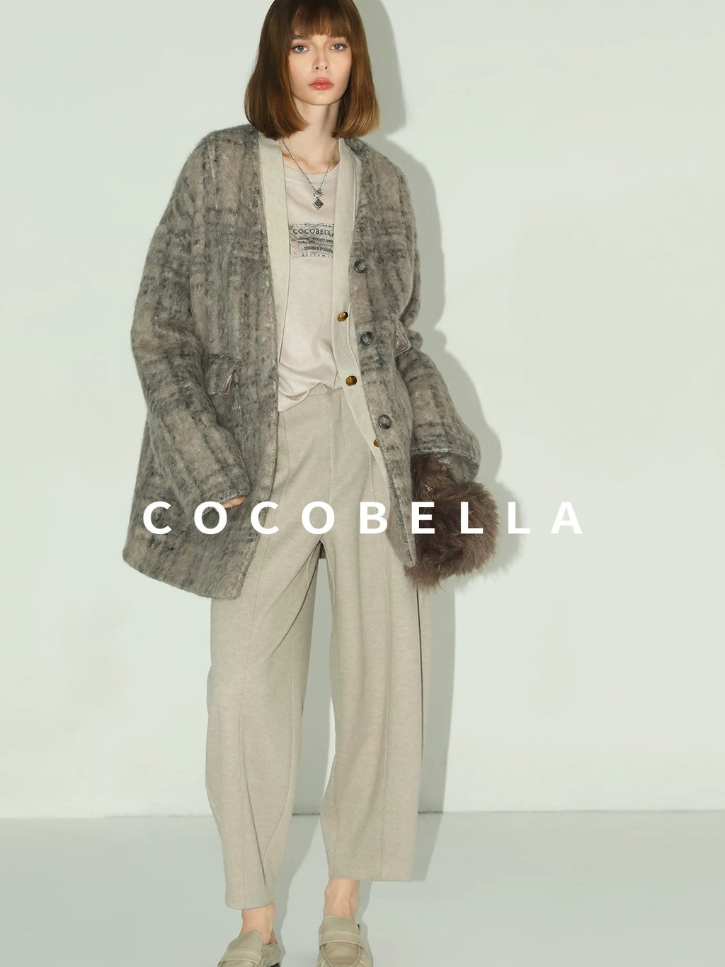 COCOBELLA Versatile Knitted Wide Leg Lantern Natural Waist Women Polyester Blend Pants