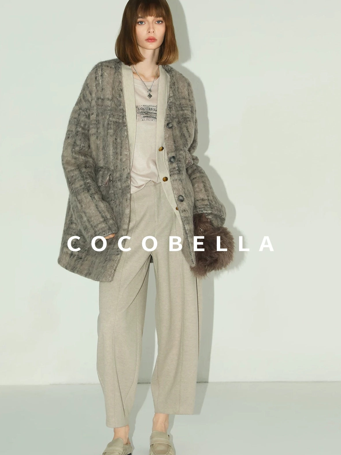 COCOBELLA Versatile Knitted Wide Leg Lantern Natural Waist Women Polyester Blend Pants