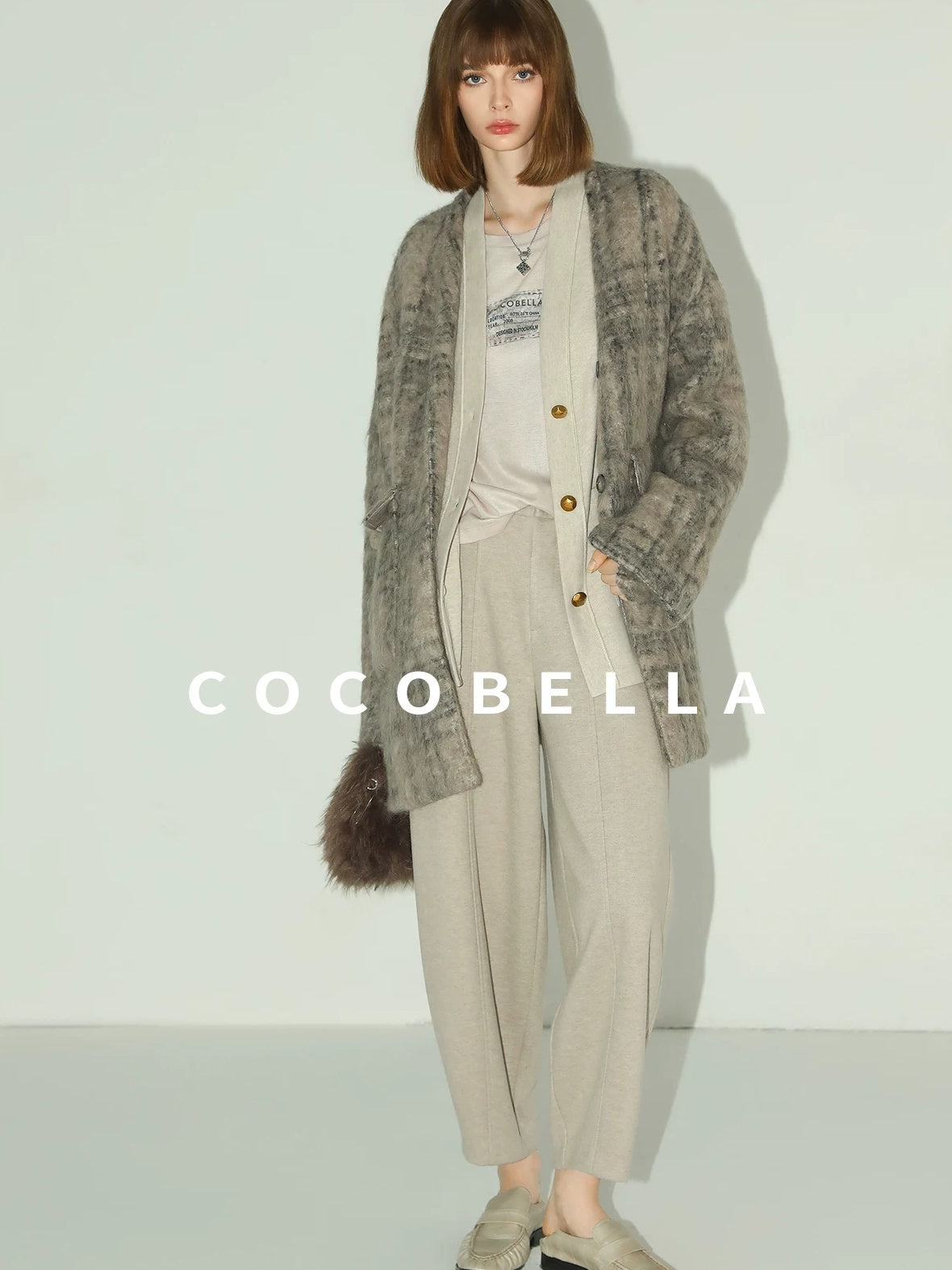 COCOBELLA Versatile Knitted Wide Leg Lantern Natural Waist Women Polyester Blend Pants