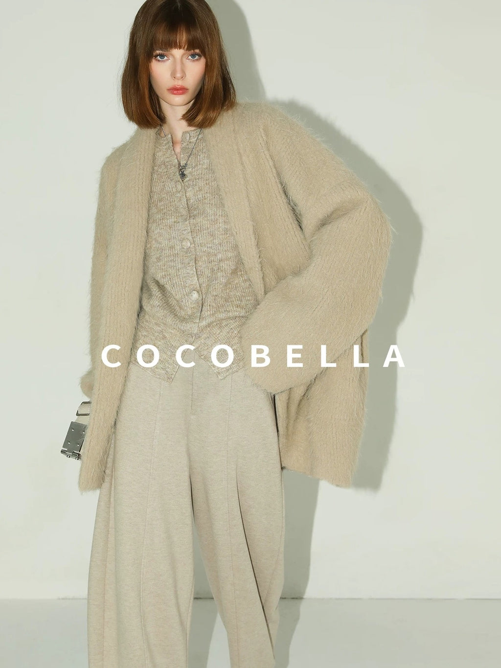 COCOBELLA Versatile Knitted Wide Leg Lantern Natural Waist Women Polyester Blend Pants