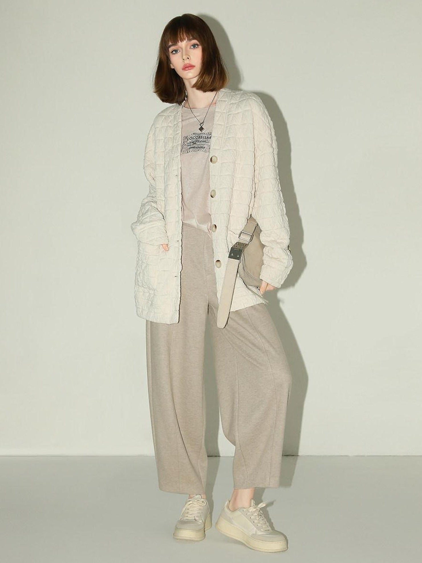 COCOBELLA Versatile Knitted Wide Leg Lantern Natural Waist Women Polyester Blend Pants