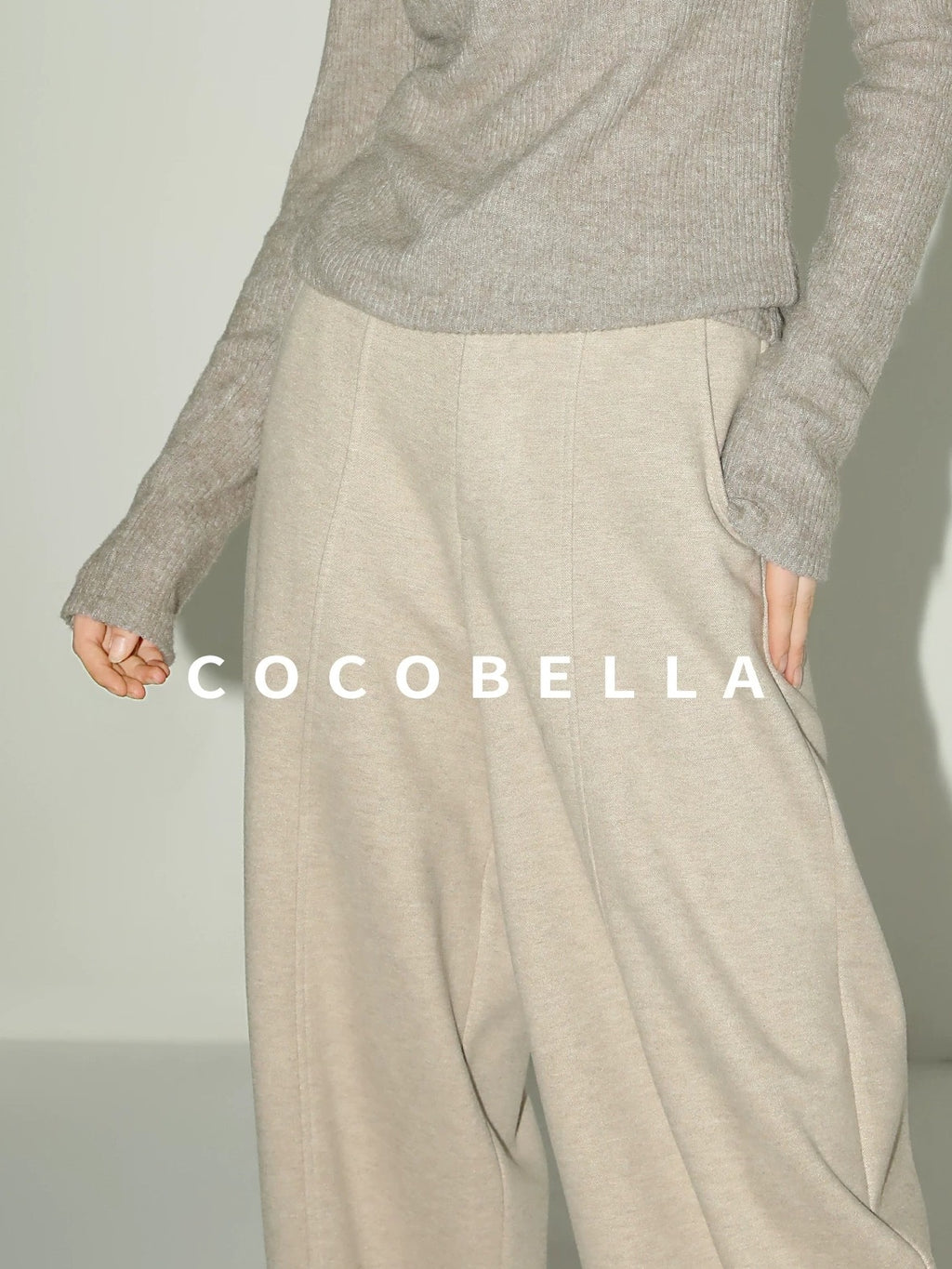 COCOBELLA Versatile Knitted Wide Leg Lantern Natural Waist Women Polyester Blend Pants