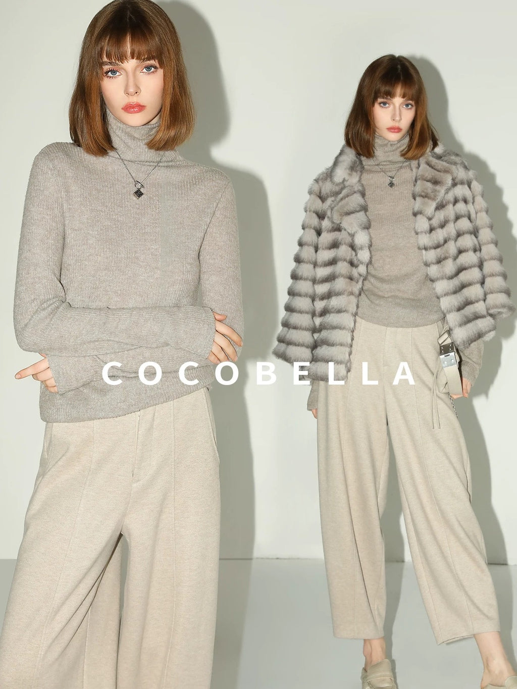 COCOBELLA Versatile Knitted Wide Leg Lantern Natural Waist Women Polyester Blend Pants