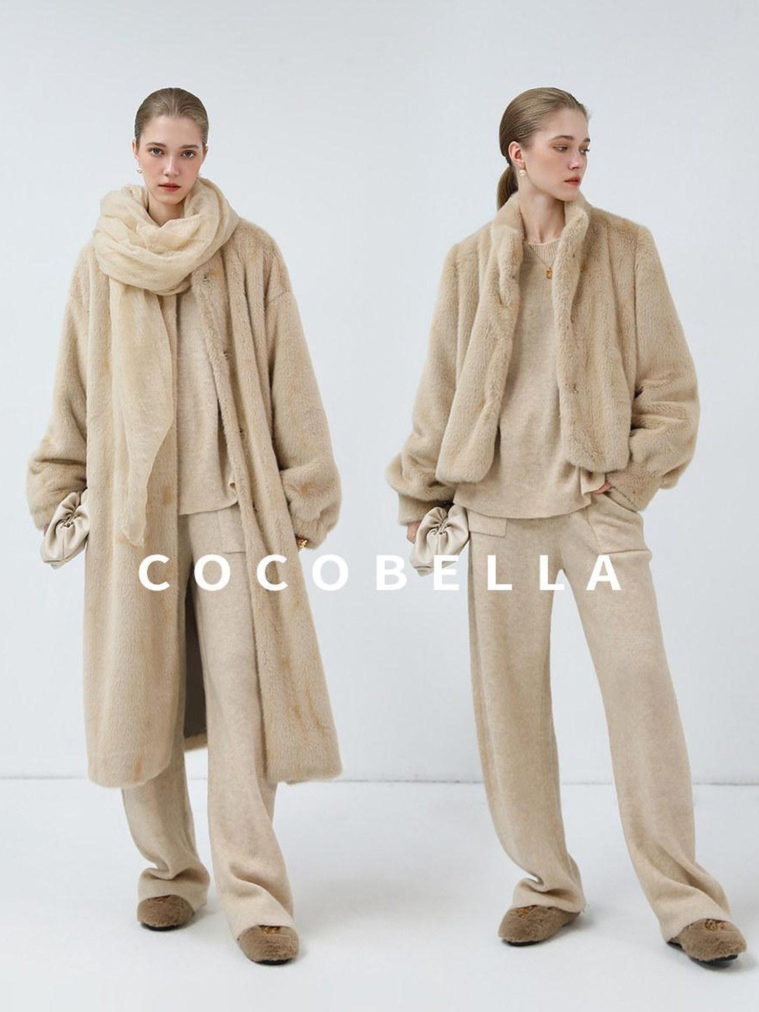 COCOBELLA Versatile Minimalist Knit Tailored Curved Leg Elastic Waist Women Pants