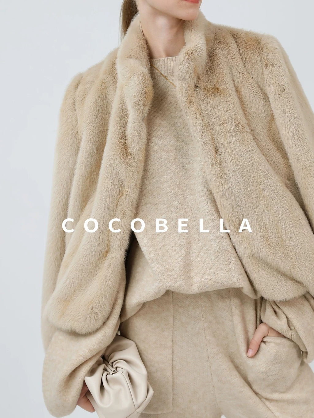 COCOBELLA Versatile Minimalist Knit Tailored Curved Leg Elastic Waist Women Pants