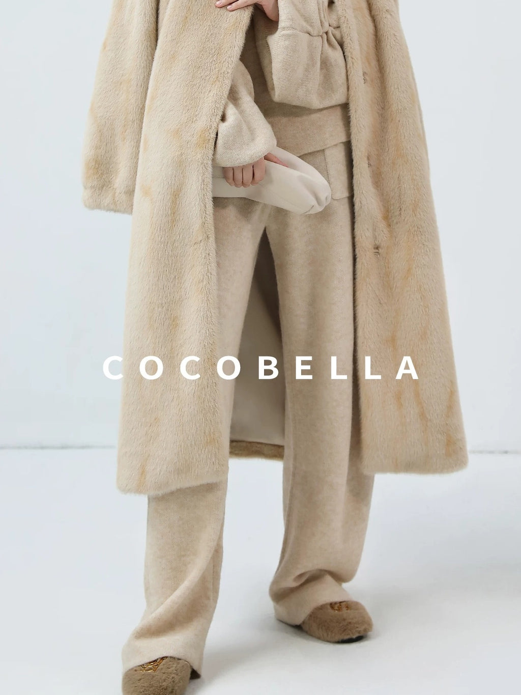 COCOBELLA Versatile Minimalist Knit Tailored Curved Leg Elastic Waist Women Pants