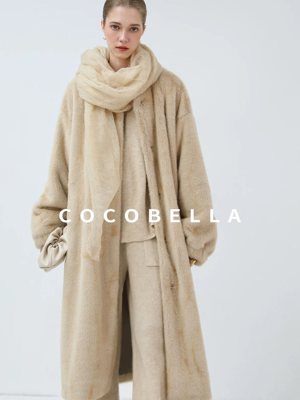 COCOBELLA Versatile Minimalist Knit Tailored Curved Leg Elastic Waist Women Pants