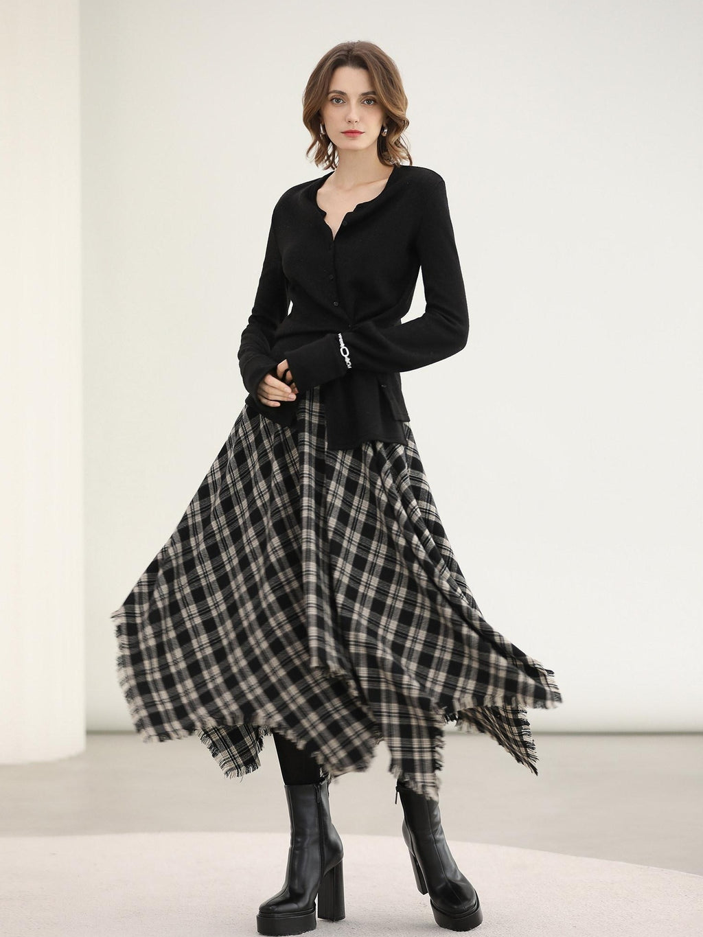 COCOBELLA Vintage Asymmetric A Line Mid Waist Loose Fit City Commute Midi Skirts