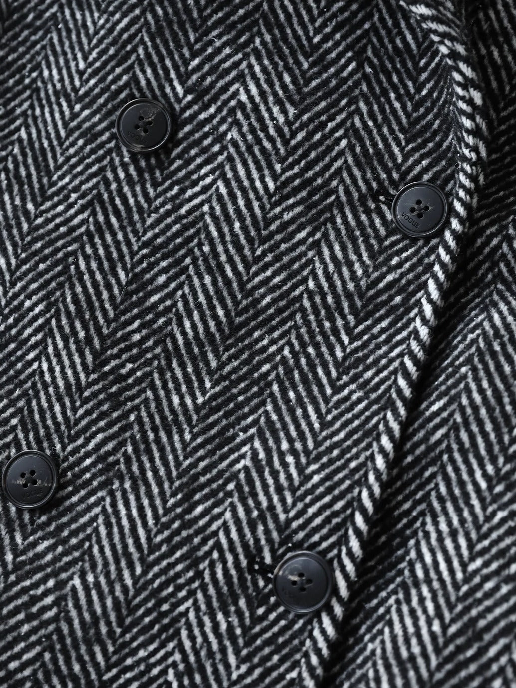 COCOBELLA Vintage Herringbone Double Breasted Straight Cut Midlength Commuter Jackets