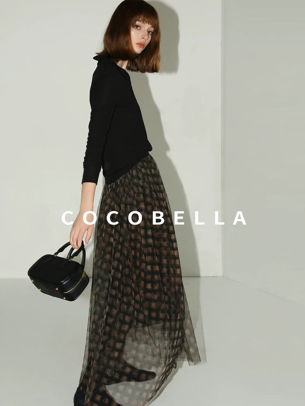 COCOBELLA Vintage Pleated Mesh A Line Mid Waist Printed Maxi Women Travel Date Skirts
