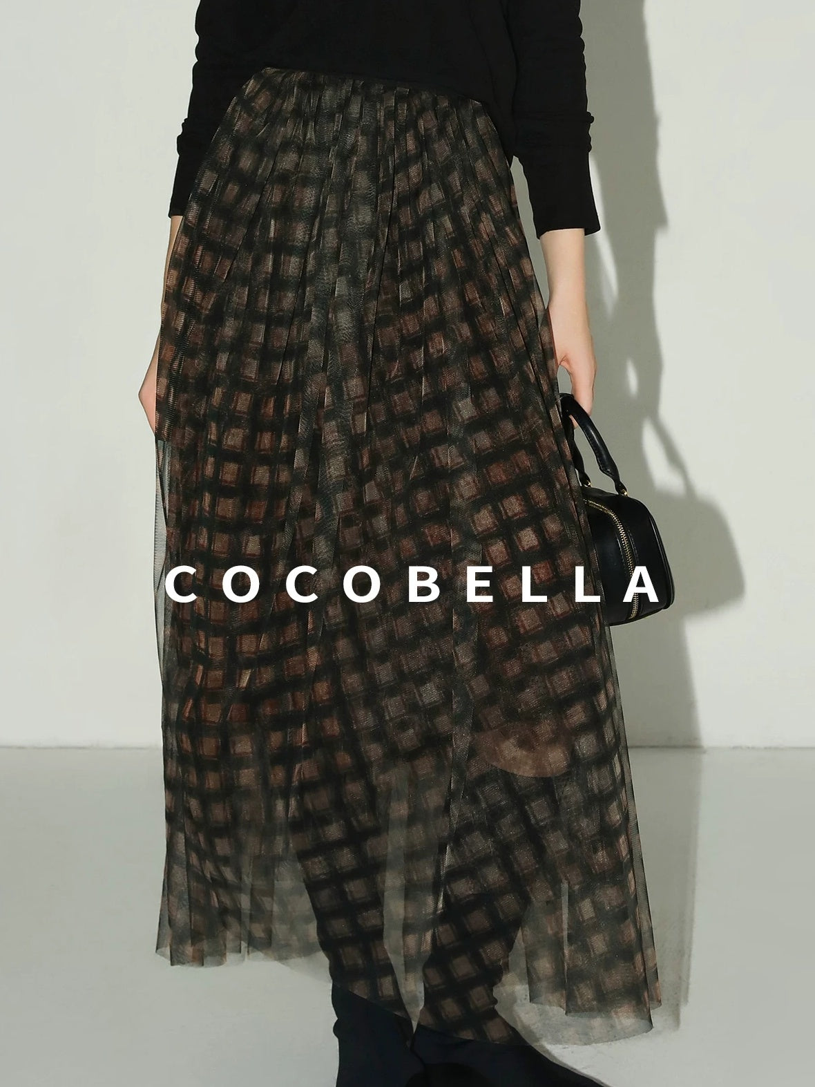 COCOBELLA Vintage Pleated Mesh A Line Mid Waist Printed Maxi Women Travel Date Skirts