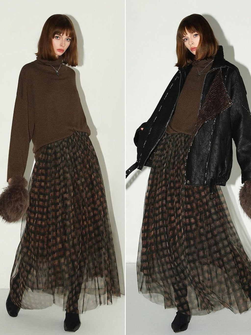 COCOBELLA Vintage Pleated Mesh A Line Mid Waist Printed Maxi Women Travel Date Skirts