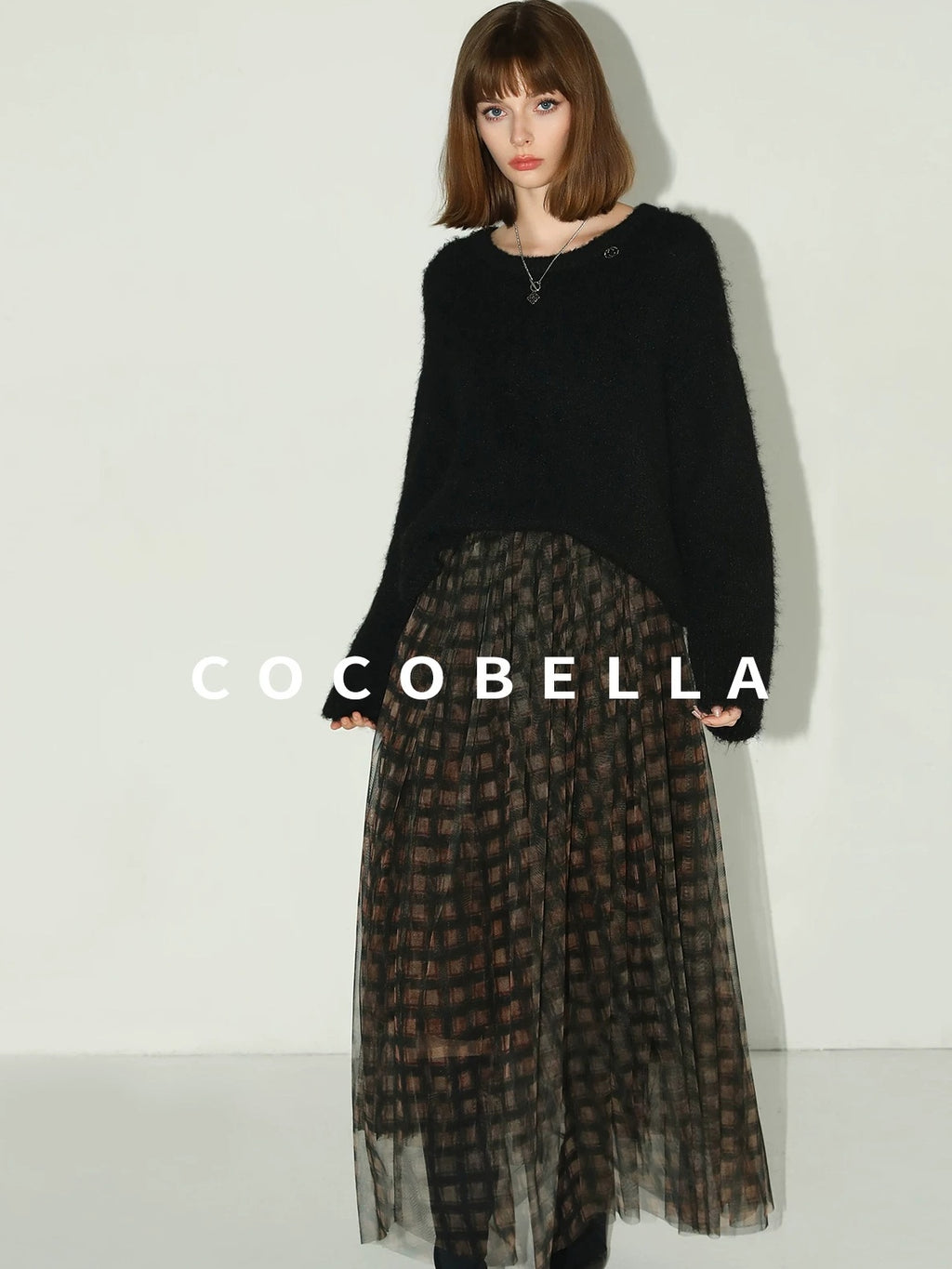 COCOBELLA Vintage Pleated Mesh A Line Mid Waist Printed Maxi Women Travel Date Skirts