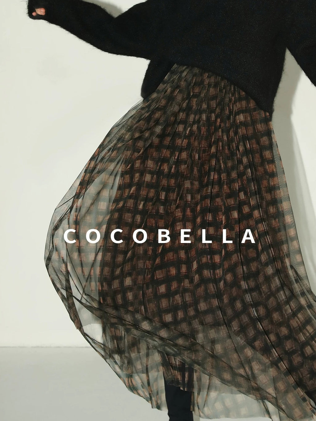 COCOBELLA Vintage Pleated Mesh A Line Mid Waist Printed Maxi Women Travel Date Skirts