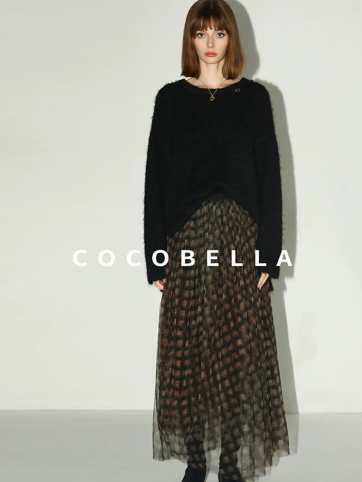 COCOBELLA Vintage Pleated Mesh A Line Mid Waist Printed Maxi Women Travel Date Skirts