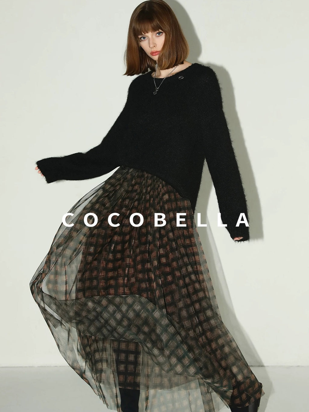 COCOBELLA Vintage Pleated Mesh A Line Mid Waist Printed Maxi Women Travel Date Skirts