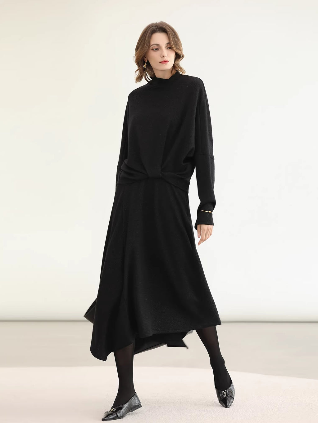 COCOBELLA_Viscose_Blend_Patchwork_Elegant_Loose_Fit_Stand_Collar_Women_Knit_Sweater_MISSTT