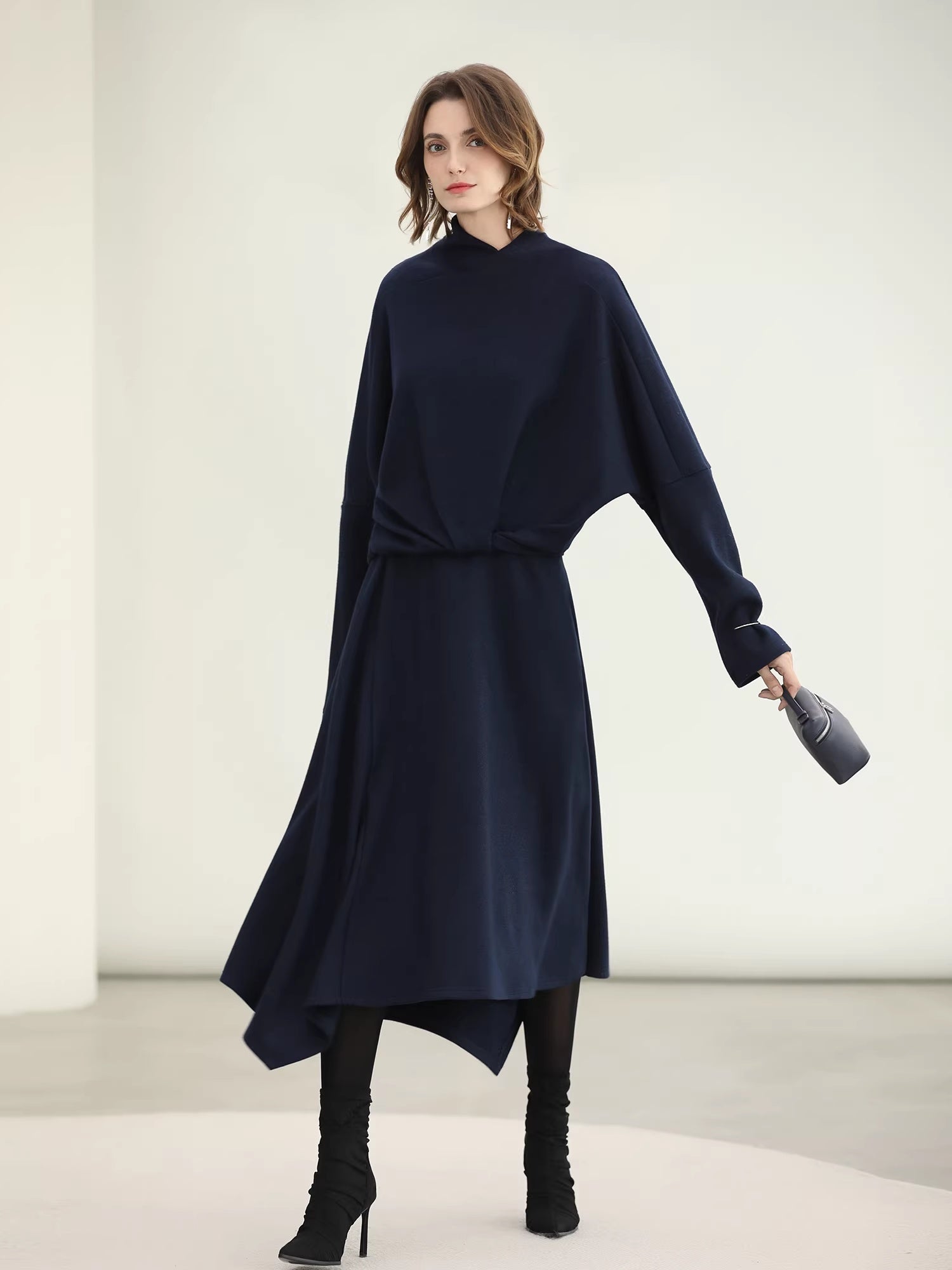 COCOBELLA_Viscose_Blend_Patchwork_Elegant_Loose_Fit_Stand_Collar_Women_Knit_Sweater_MISSTT