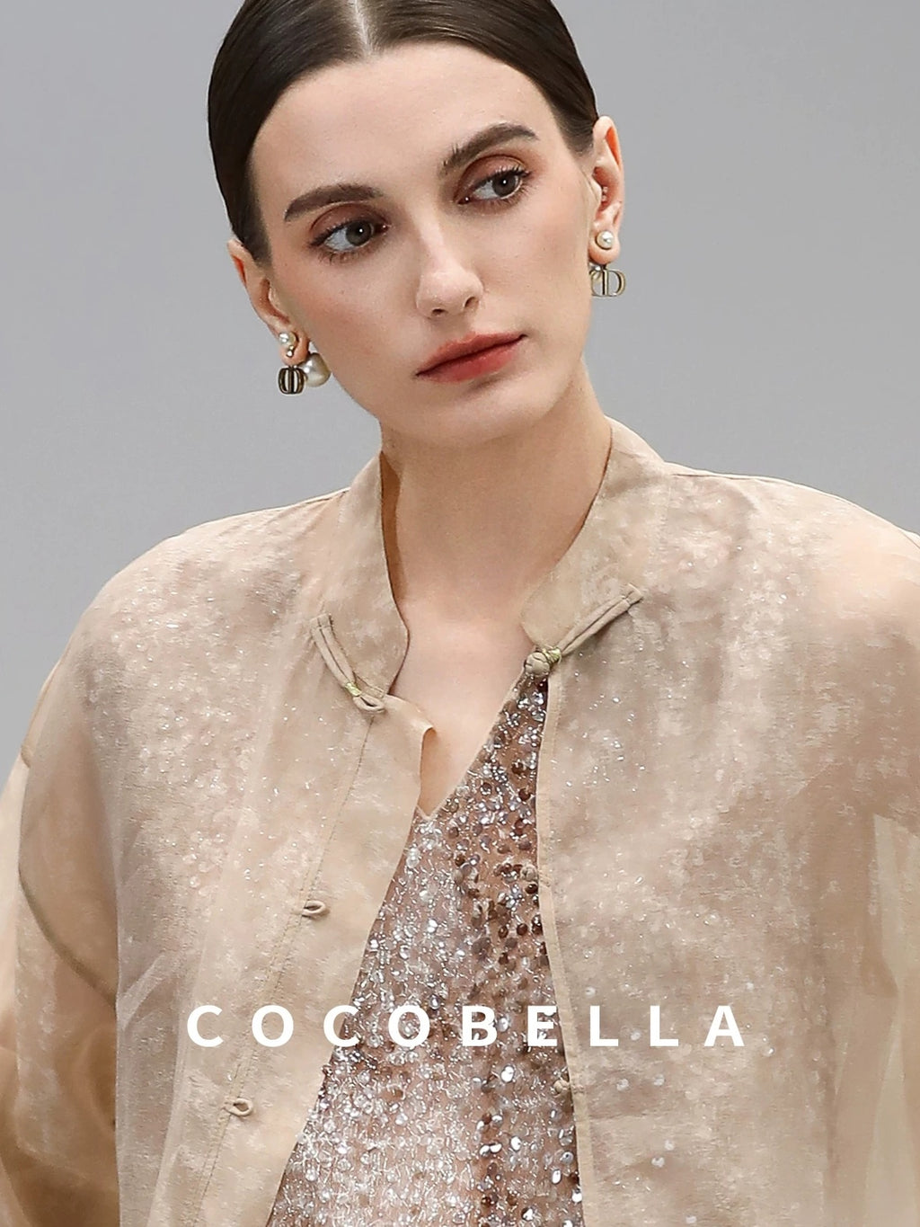 COCOBELLA Viscose Blend Stand Collar Straight Fit Long Sleeve Button T-Shirts