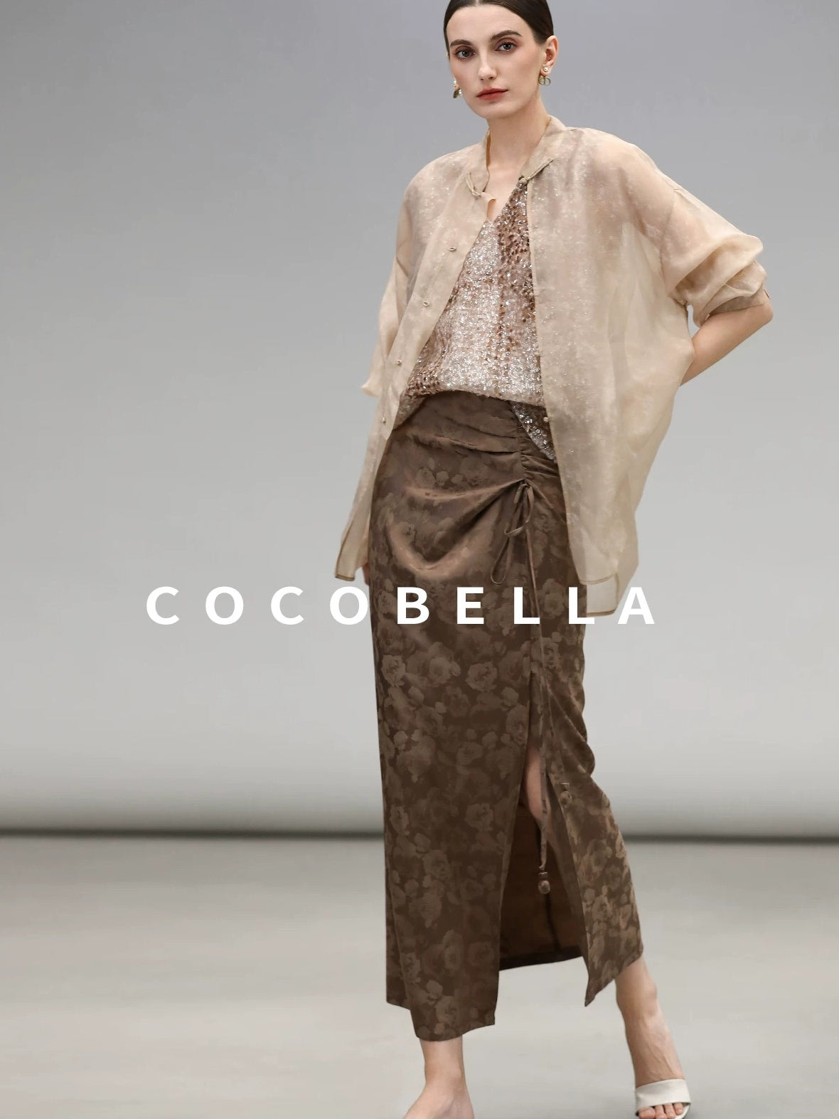 COCOBELLA Viscose Blend Stand Collar Straight Fit Long Sleeve Button T-Shirts