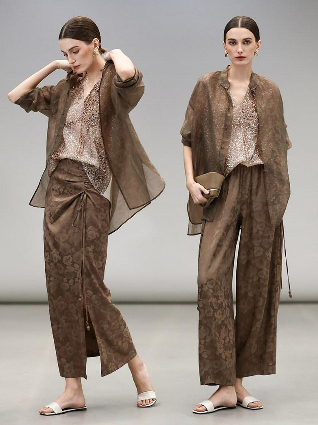 COCOBELLA Viscose Blend Stand Collar Straight Fit Long Sleeve Button T-Shirts