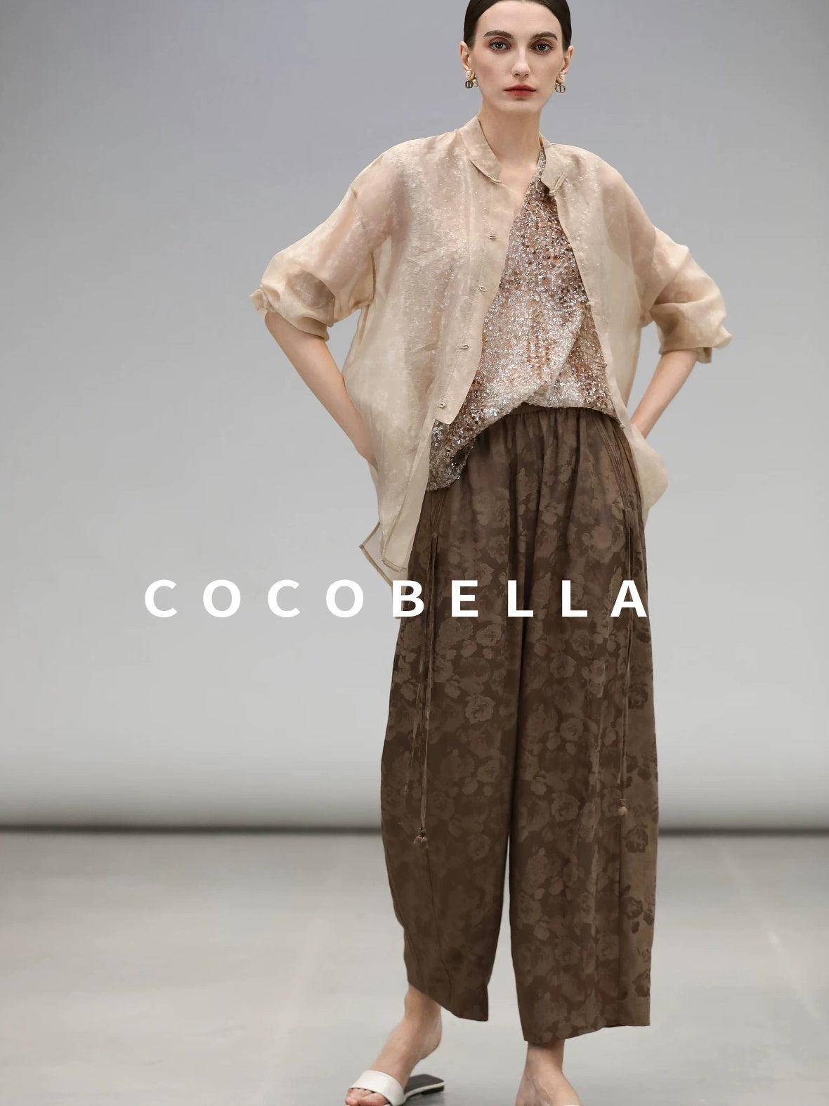 COCOBELLA Viscose Blend Stand Collar Straight Fit Long Sleeve Button T-Shirts