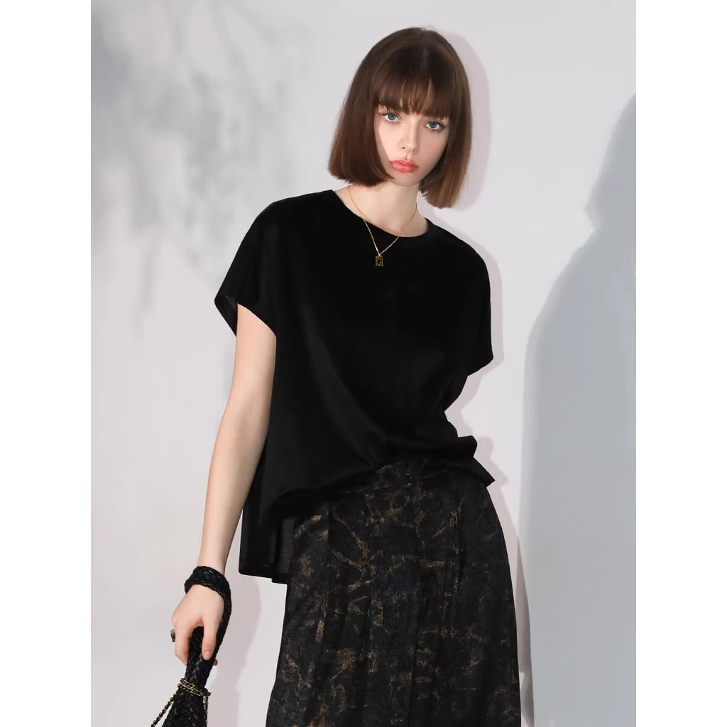 COCOBELLA_Viscose_Cotton_Blend_Office_Straight_Cut_Crew_Neck_Short_Sleeve_Black_T-Shirts_MISSTT