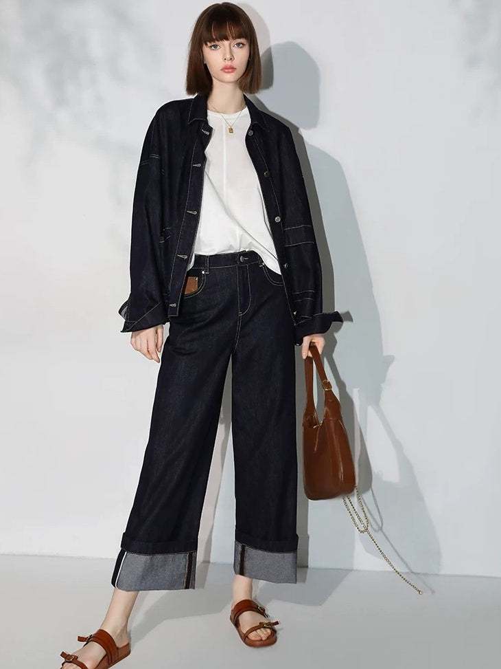 COCOBELLA Viscose Cotton Blend Office Straight Cut Crew Neck Short Sleeve Black T-Shirts