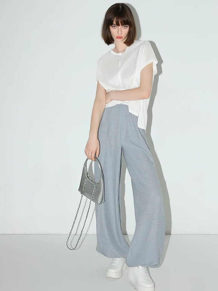 COCOBELLA Viscose Cotton Blend Office Straight Cut Crew Neck Short Sleeve Black T-Shirts