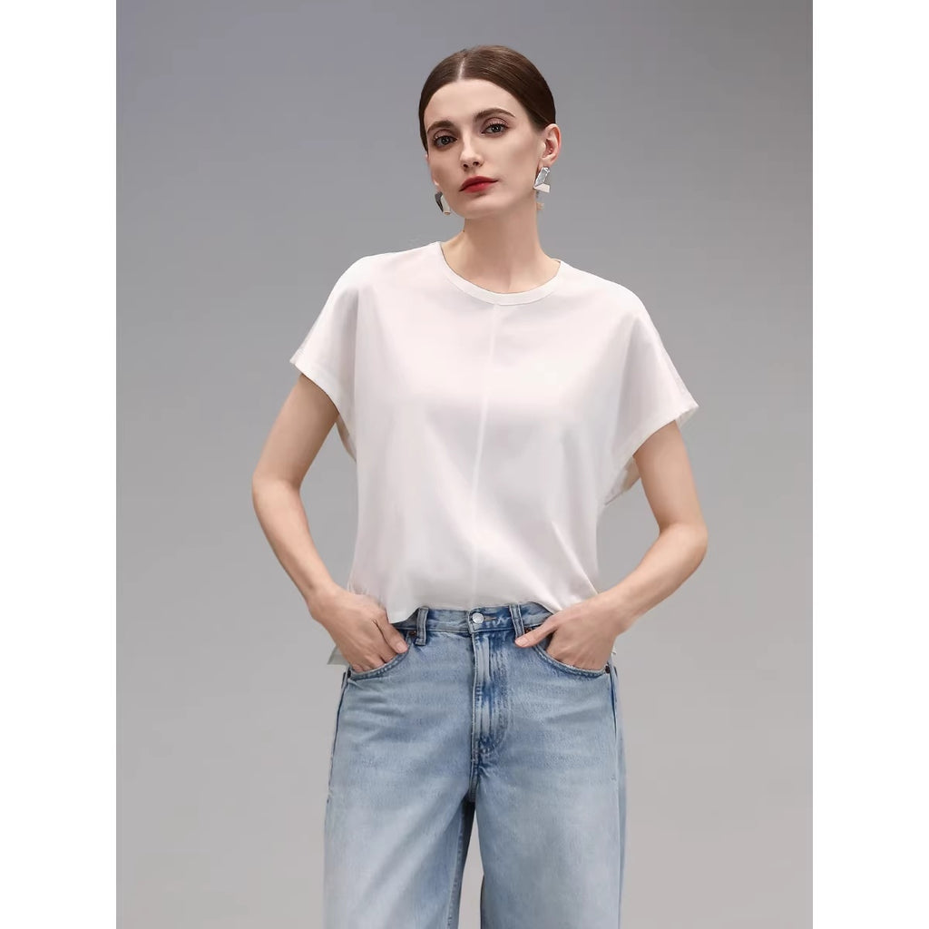 COCOBELLA_Viscose_Cotton_Straight_Fit_Seamed_Office_Short_Sleeve_Crew_White_T-Shirts_MISSTT