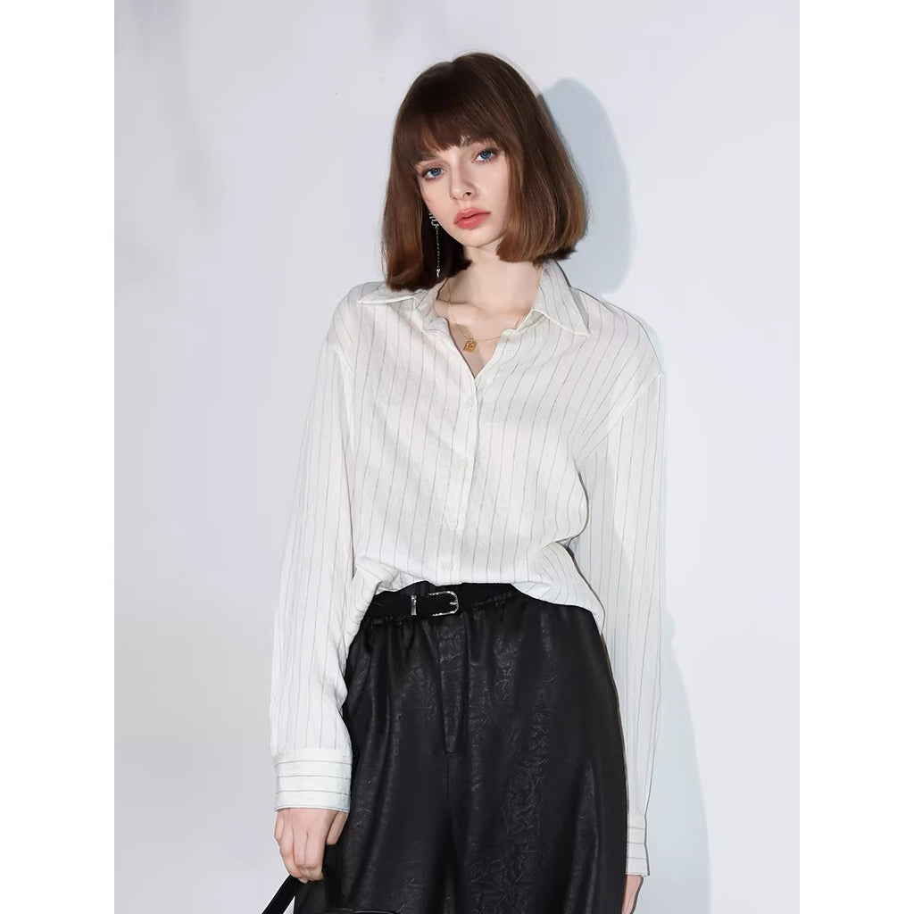 COCOBELLA_Viscose_Linen_Blend_Straight_Women_Striped_Long_Sleeve_Shirts_MISSTT