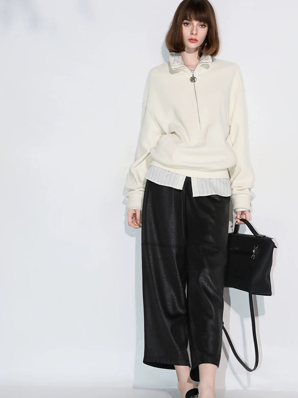 COCOBELLA Viscose Linen Blend Straight Women Striped Long Sleeve Shirts