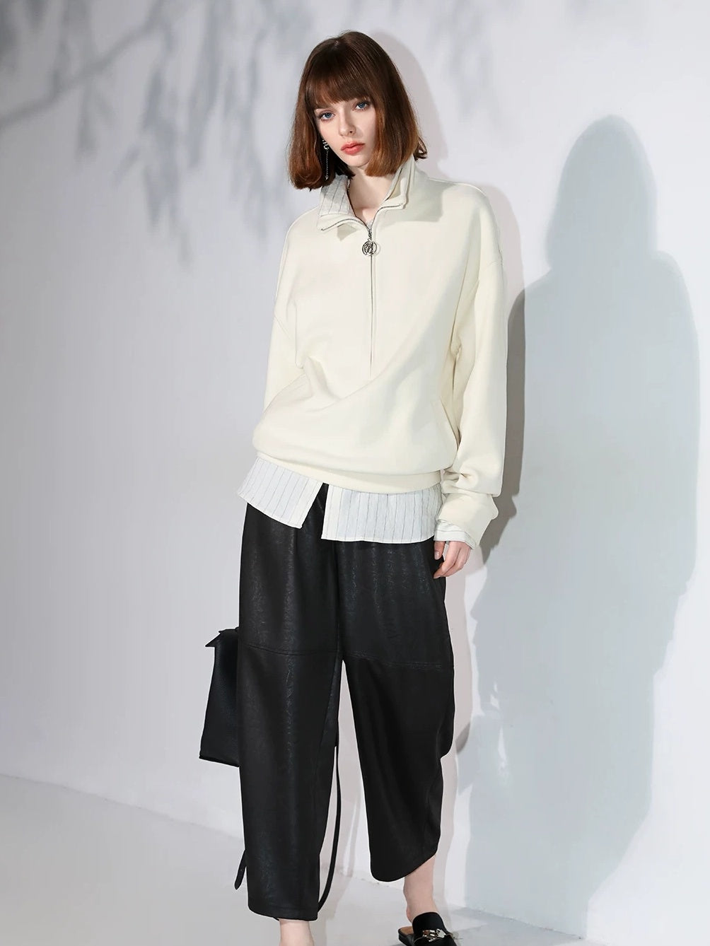 COCOBELLA Viscose Linen Blend Straight Women Striped Long Sleeve Shirts