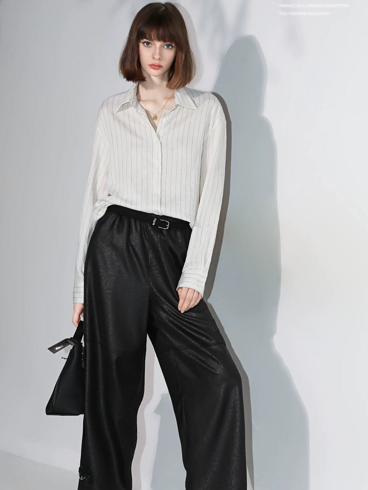 COCOBELLA Viscose Linen Blend Straight Women Striped Long Sleeve Shirts