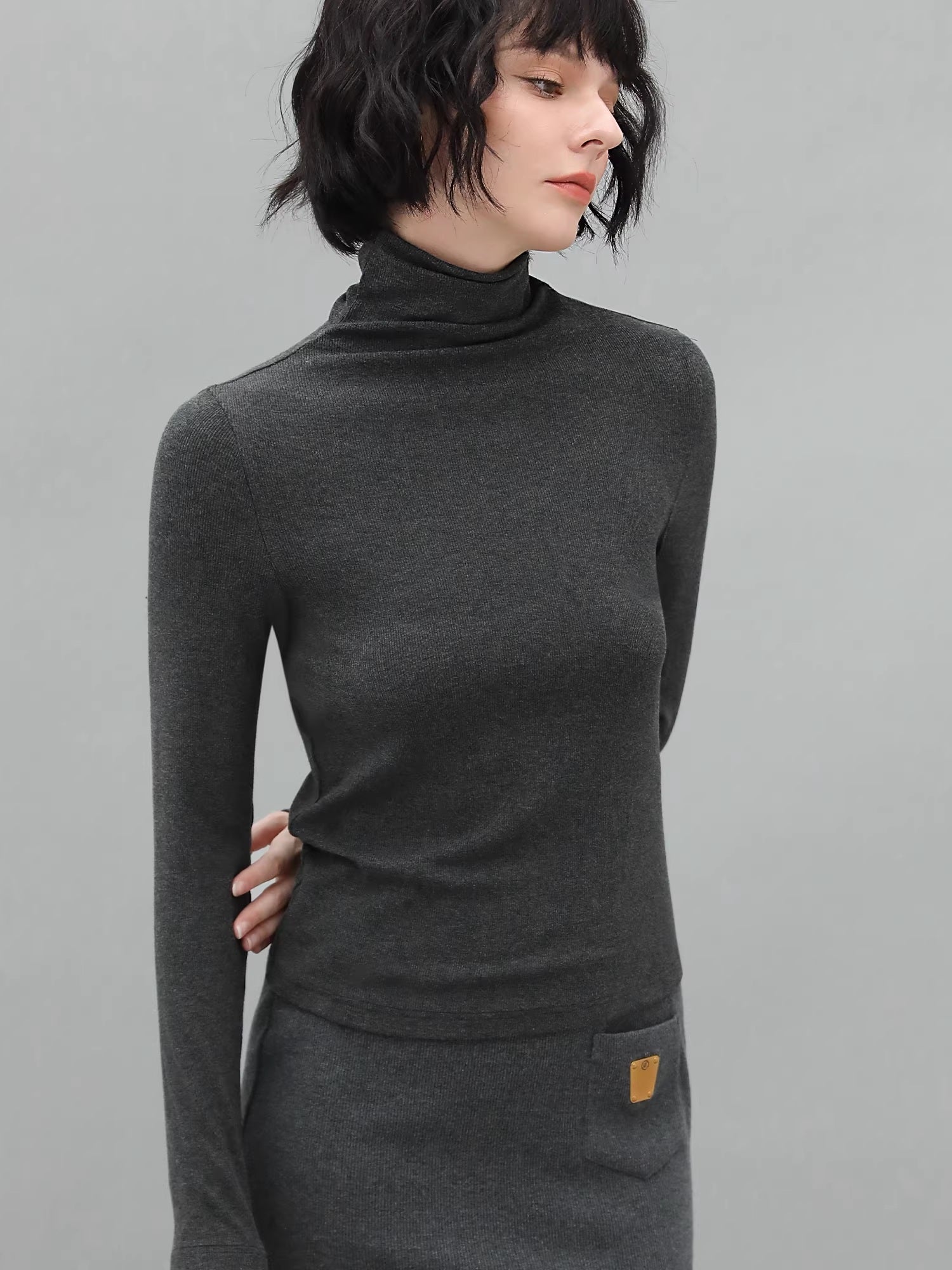 COCOBELLA_Viscose_Stretch_Slim_High_Neck_Long_Sleeve_Women_Office_Basic_Tee_Black_Shirts_MISSTT