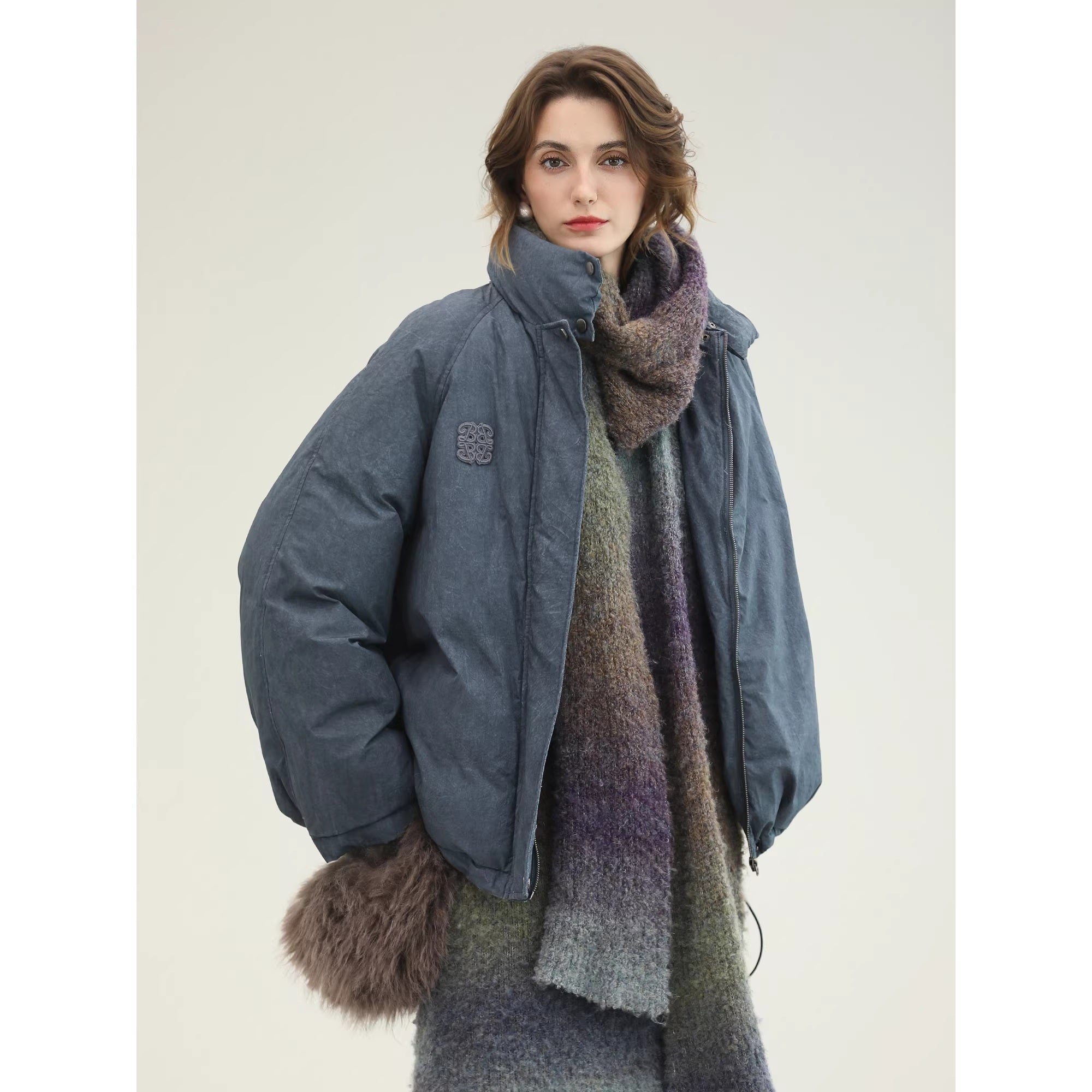 COCOBELLA_Warm_90Pc_White_Duck_Down_Commuter_Straight_Embroidered_Short_Cotton_Down_Jackets_MISSTT