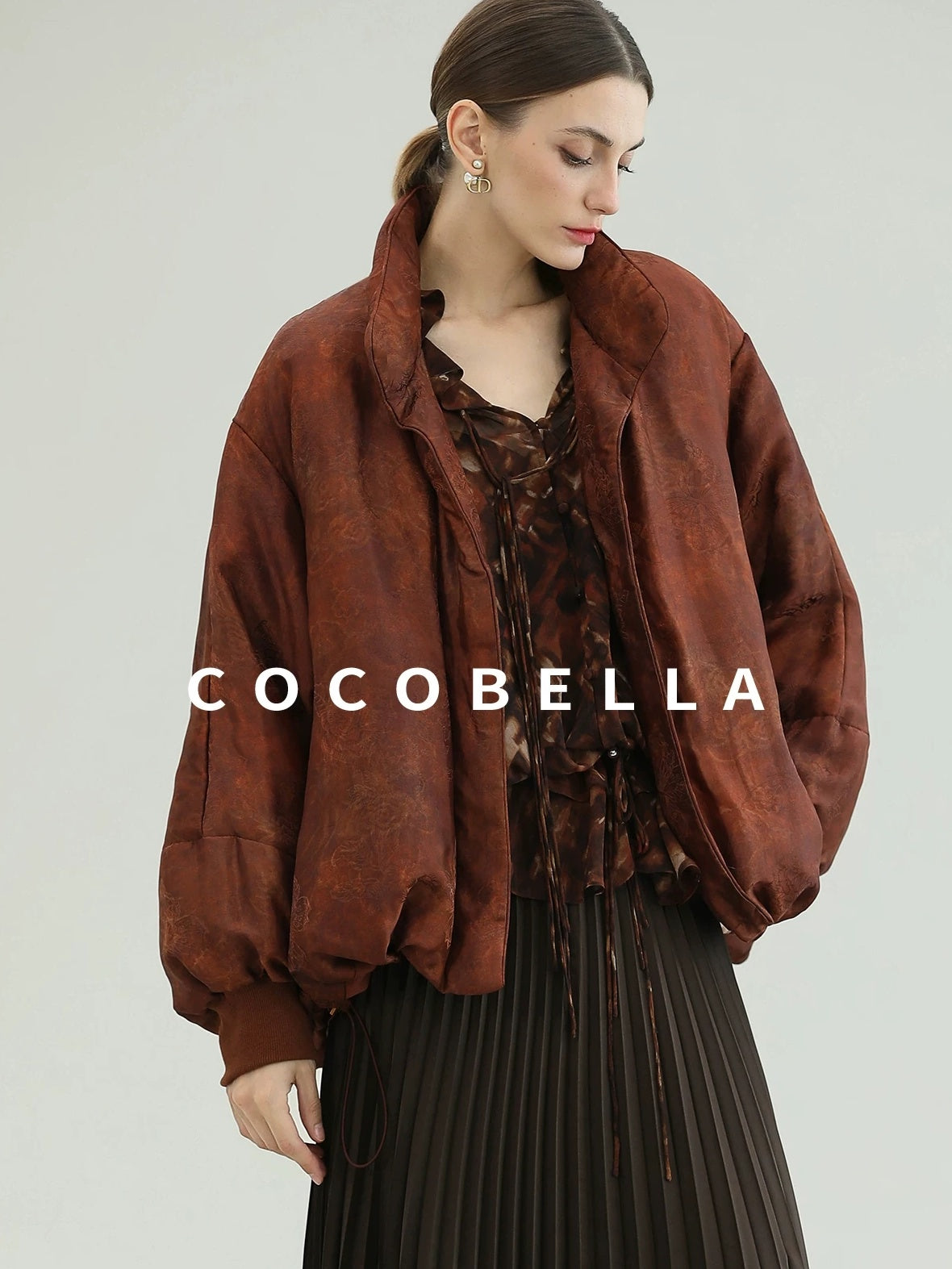 COCOBELLA Warm 90 Percent Down Commuter Straight Printed City Women Down Jackets