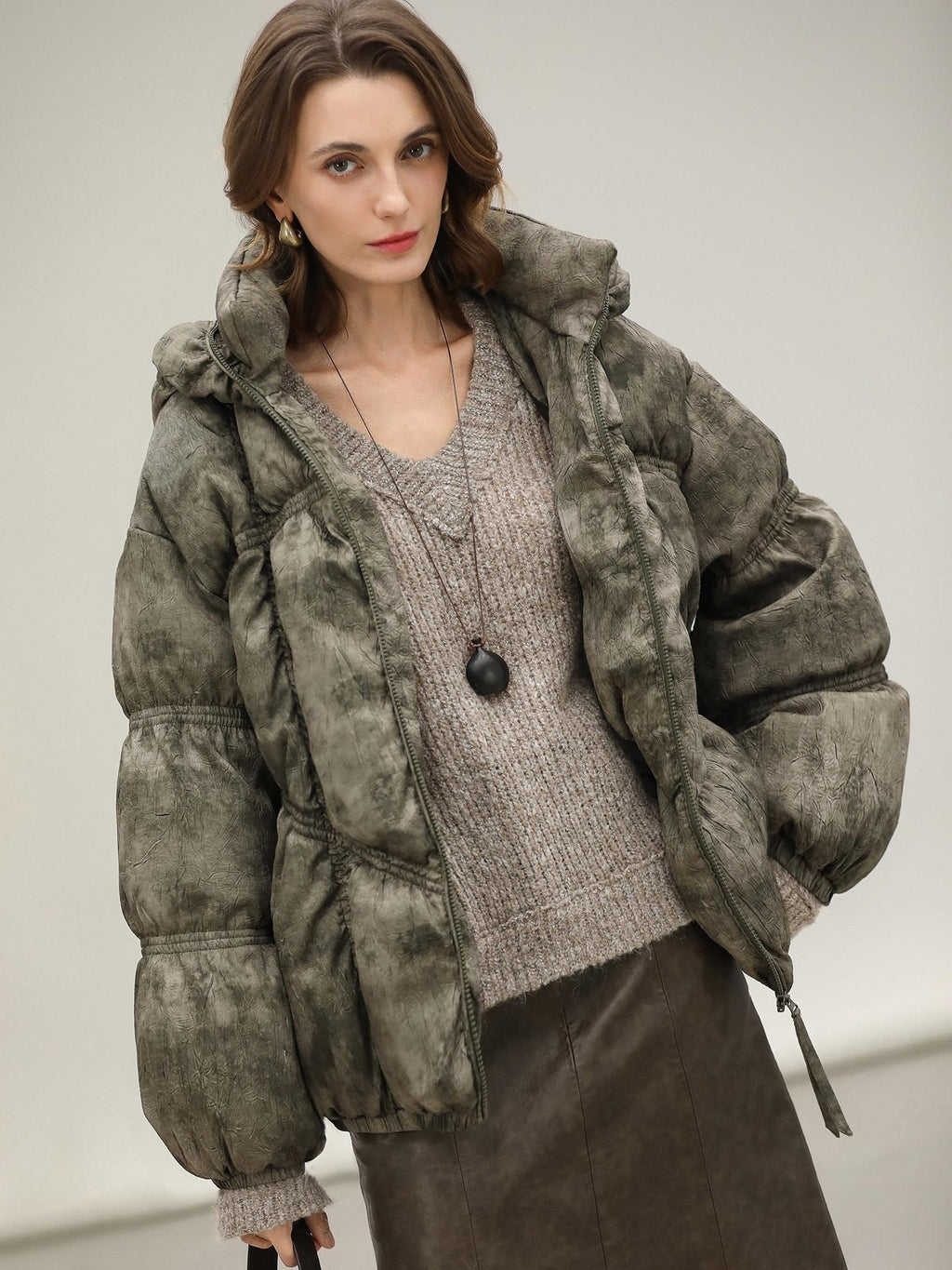 COCOBELLA Warm 90 Percent White Duck Down Ombre Mid Length Office Down Jackets