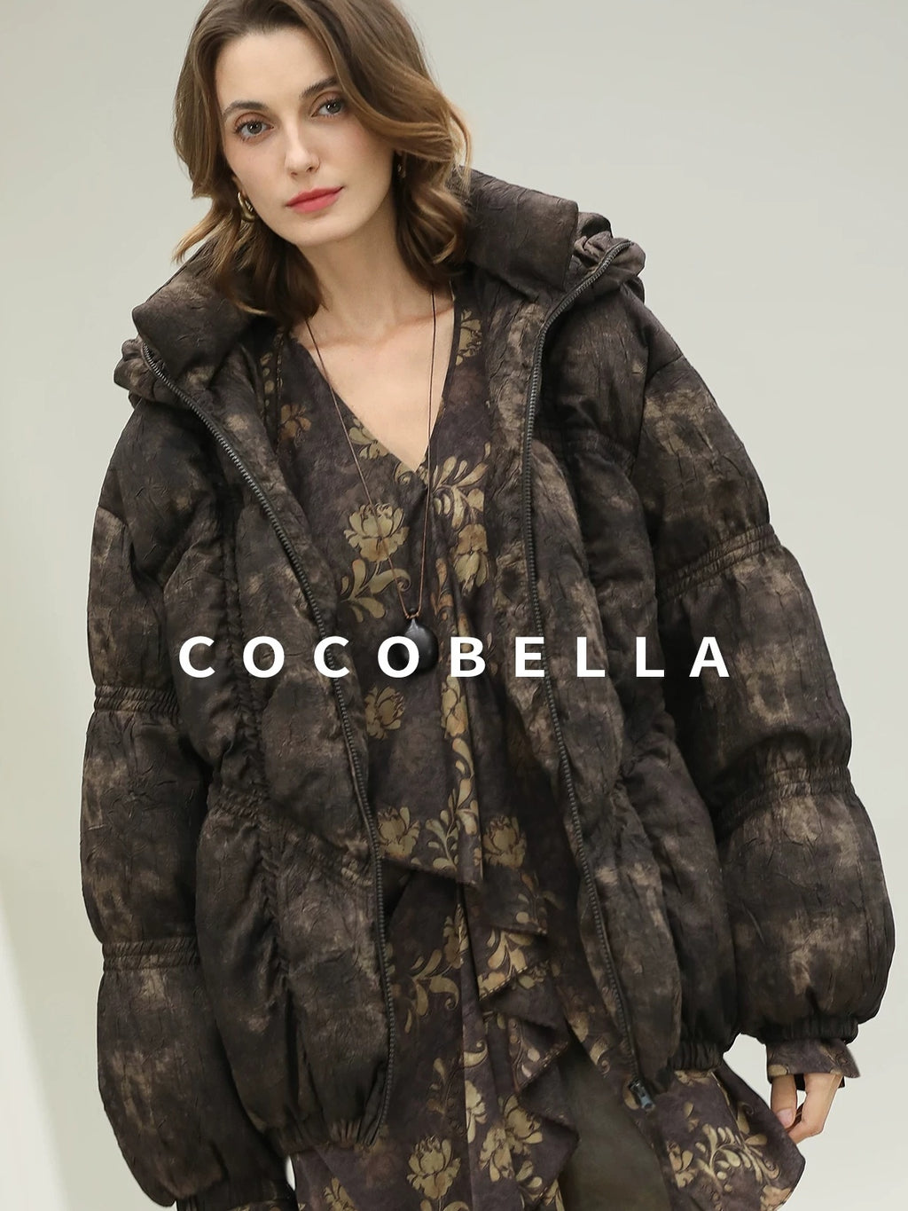 COCOBELLA Warm 90 Percent White Duck Down Ombre Mid Length Office Down Jackets