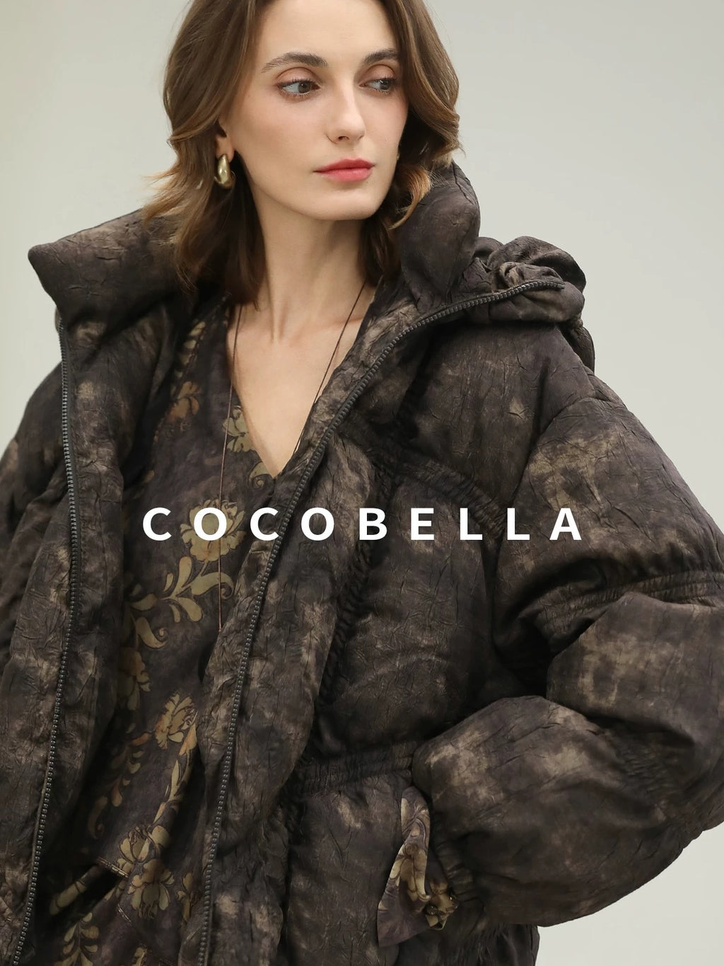 COCOBELLA Warm 90 Percent White Duck Down Ombre Mid Length Office Down Jackets