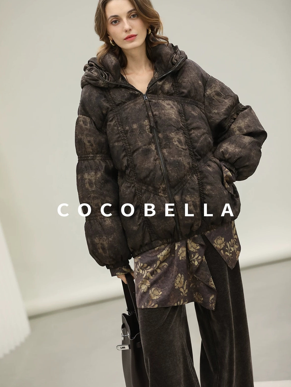 COCOBELLA Warm 90 Percent White Duck Down Ombre Mid Length Office Down Jackets