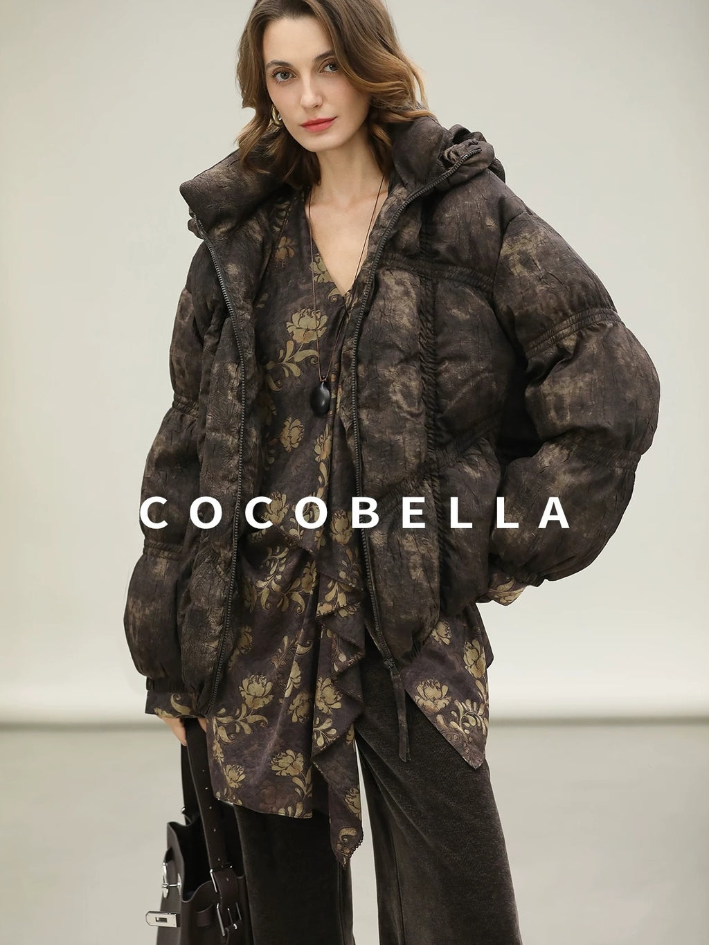 COCOBELLA Warm 90 Percent White Duck Down Ombre Mid Length Office Down Jackets