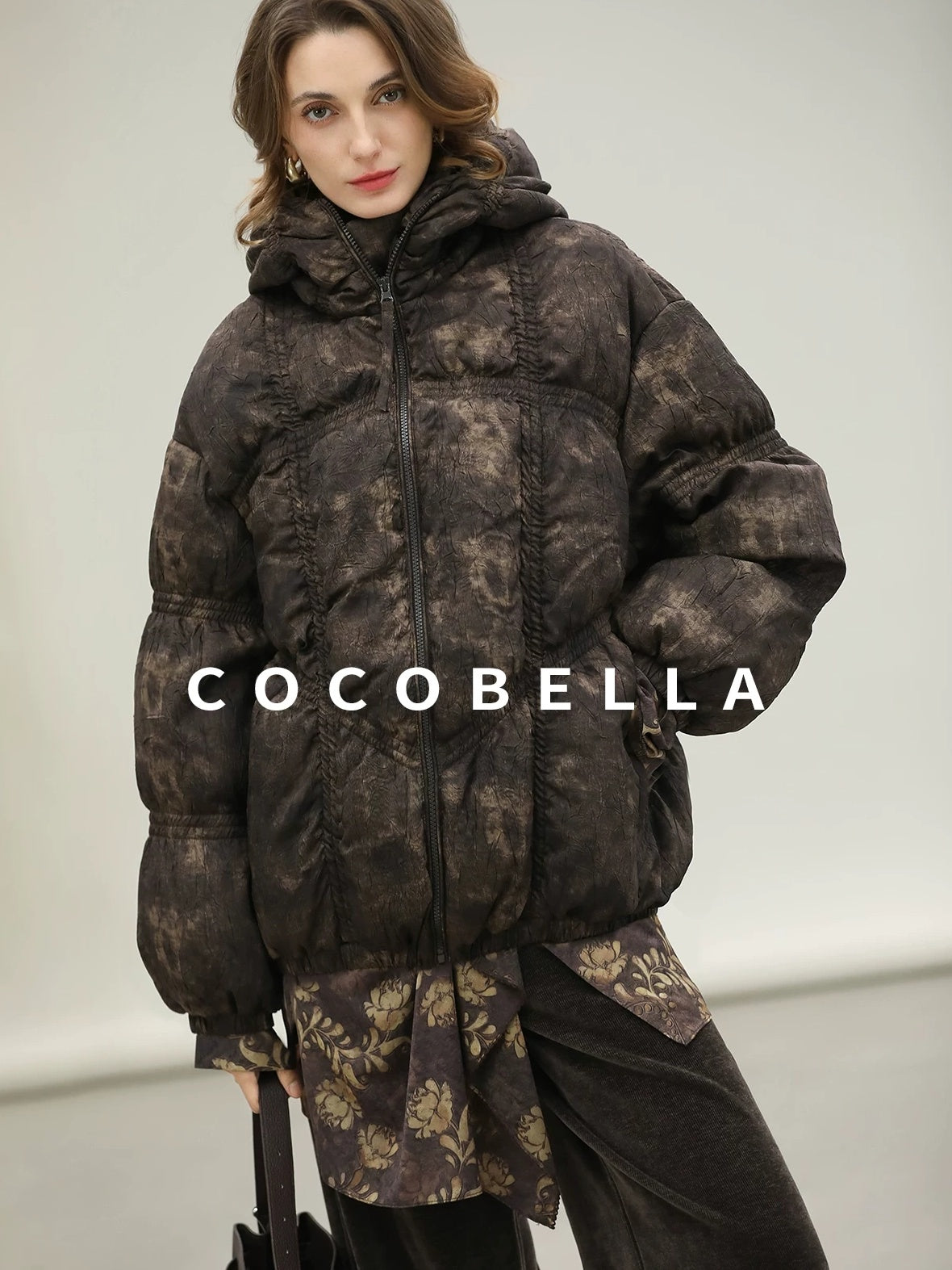 COCOBELLA Warm 90 Percent White Duck Down Ombre Mid Length Office Down Jackets